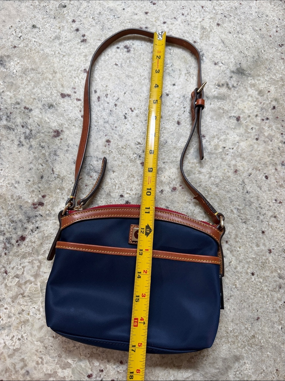 Dooney & Bourke Wayfarer Navy Nylon Domed Shoulder Bag Leather Strap - Picture 11 of 13
